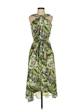 Ava & Aiden Green Tropical High-Low Halter Dress